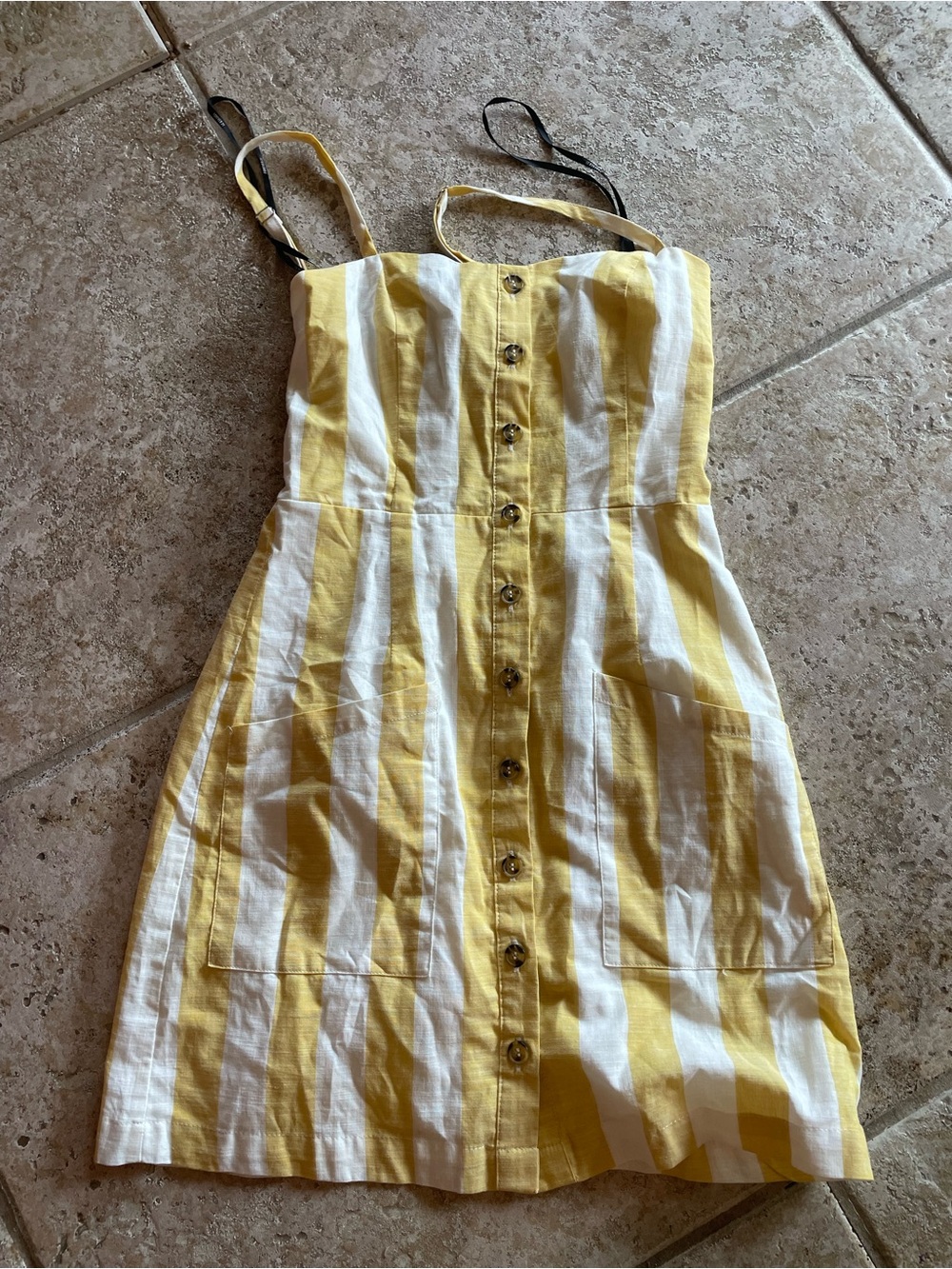 Forever 21 Yellow & White Striped Button-Front Sundress